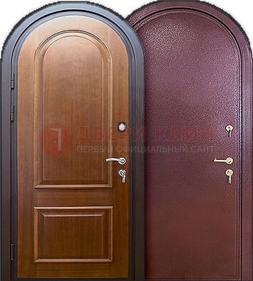 Железная арочная дверь с МДФ внутри ДА-14 В Ижевске