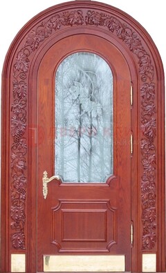 Толстая металлическая арочная дверь со стеклом ДА-20 В Ижевске