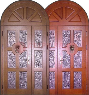Металлическая арочная дверь со стеклом ДА-28 в коттедж В Ижевске