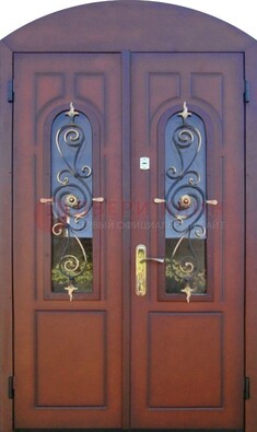 Двухстворчатая стальная дверь Винорит в форме арки ДА-55 В Ижевске