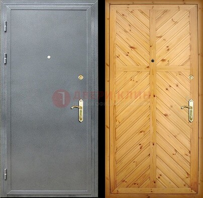 Серая металлическая дверь с евровагонкой ДЕ-12 В Ижевске