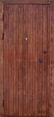 Коричневая железная дверь с евровагонкой ДЕ-18 В Ижевске