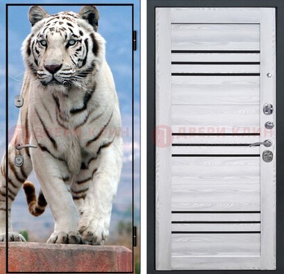 Стальная дверь с фотопечатью тигра ДФ-12 В Ижевске