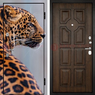 Металлическая дверь с фотопечатью леопарда ДФ-26 В Ижевске