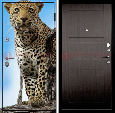 Железная дверь с рисунком гепарда снаружи ДФ-27 В Ижевске
