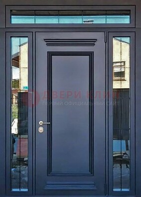 Черная металлическая дверь с фрамугой и филенкой ДФГ-19 В Ижевске