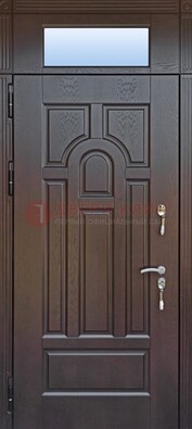 Железная дверь с фрамугой в коричневом цвете ДФГ-22 В Ижевске