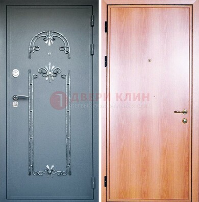 Железная дверь с ковкой ламинат внутри ДК-11 в квартиру В Ижевске