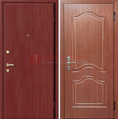 Красная металлическая дверь с ламинатом МДФ внутри ДЛ-8 В Ижевске
