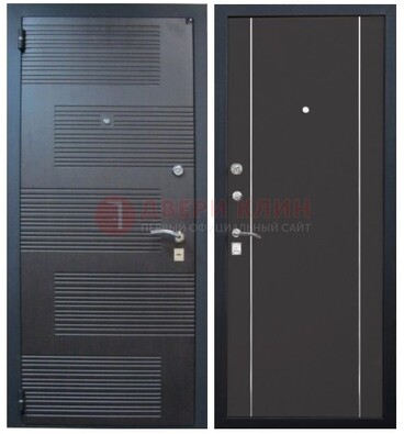 Темная металлическая дверь с МДФ ДМ-105 в деревянный дом В Ижевске