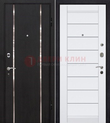 Черная входная дверь с МДФ и декоративными вставками ДМ-143 В Ижевске