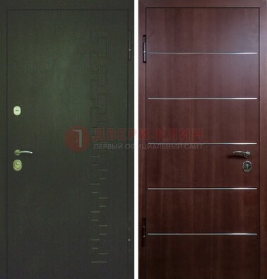Темная металлическая дверь с МДФ ламинат с молдингами внутри ДМ-16 В Ижевске