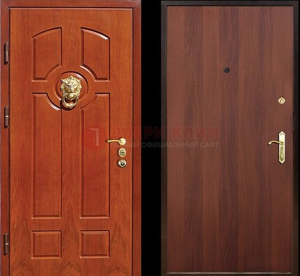 Оранжевая стальная дверь с МДФ ламинат внутри ДМ-18 в квартиру В Ижевске