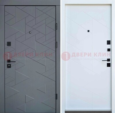 Серая металлическая дверь МДФ с узором  ДМ-224 В Ижевске