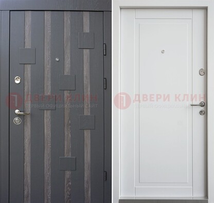 Темная металлическая дверь c белом МДФ внутри ДМ-231 В Ижевске