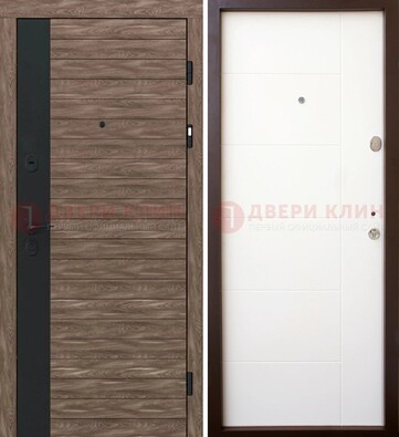 Коричневая входная дверь с черной вставкой МДФ ДМ-239 В Ижевске