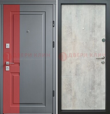 Серая с красной полосой металлическая дверь МДФ ДМ-245 В Ижевске