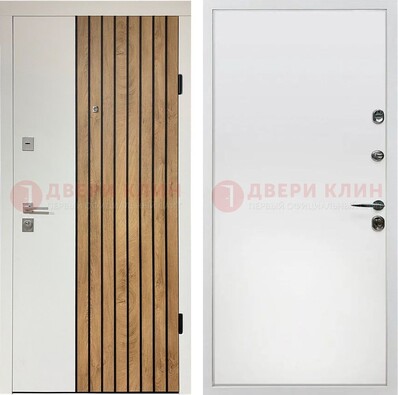 Белая с коричневой вставкой филенчатая дверь МДФ ДМ-278 В Ижевске