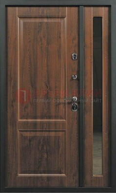 Темная железная дверь с панелью МДФ с зеркалом ДМ-338 В Ижевске