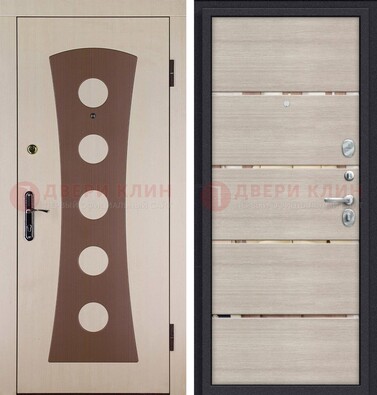 Светлая металлическая дверь с МДФ в квартиру ДМ-365 В Ижевске