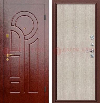 Красная металлическая дверь с МДФ панелями ДМ-368 В Ижевске