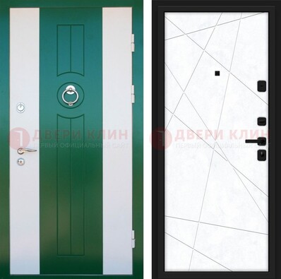 Зеленая железная дверь с панелями МДФ ДМ-369 В Ижевске