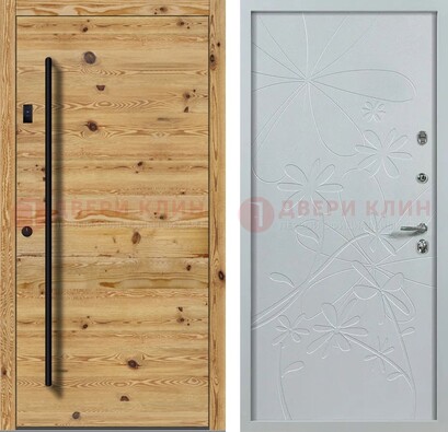 Металлическая дверь с МДФ в светлом цвете ДМ-412 В Ижевске