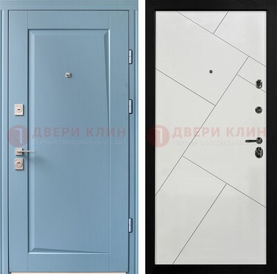 Синяя железная дверь с МДФ панелями ДМ-491 В Ижевске