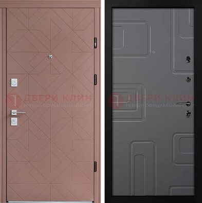 Красная стальная дверь в квартиру с МДФ хайтек ДМ-493 В Ижевске