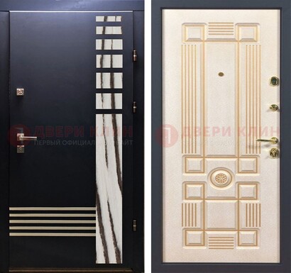 Черная железная дверь с МДФ панелями ДМ-510 в Ногинске