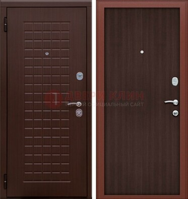 Коричневая металлическая дверь с МДФ ДМ-78 в квартиру в Самаре