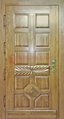 Светлая стальная дверь с массивом дуба и узором ДМД-63 В Ижевске