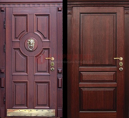 Темная входная дверь с массивом дуба с декоративной вставкой ДМД-6 В Ижевске