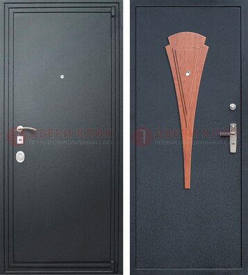 Черная железная дверь с порошковым покрытием и накладкой МДФ внутри ДП-245 В Ижевске