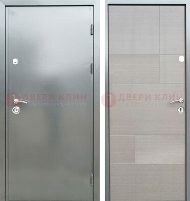 Металлическая серая дверь с порошковым покрытием и серым МДФ внутри ДП-250 В Ижевске