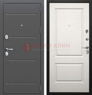 Серая стальная дверь с порошковым покрытием и светлой МДФ ДП-266 В Ижевске