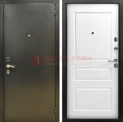 Входная дверь Темное серебро с порошковым напылением и белой МДФ ДП-272 В Ижевске