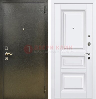 Железная темно-серая дверь с порошковым напылением и белой МДФ ДП-274 В Ижевске