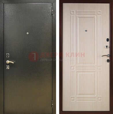 Стальная темно-серая дверь с порошковым напылением и МДФ Белый дуб ДП-277 В Ижевске