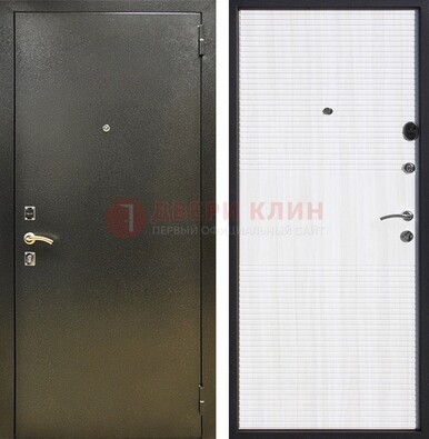 Стальная темно-серая дверь с порошковой отделкой и МДФ Белый ясень ДП-279 В Ижевске