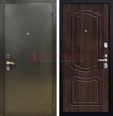 Темно-серая железная дверь с порошковым покрытием и коричневой МДФ ДП-288 В Ижевске
