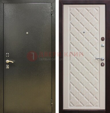 Темно-серая железная дверь с порошковым покрытием и филенчатой МДФ ДП-289 В Ижевске