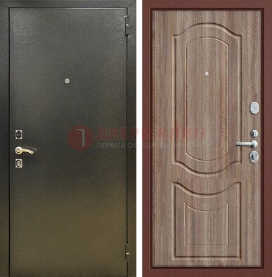 Темно-серая входная дверь с порошковым покрытием и коричневая МДФ ДП-290 В Ижевске