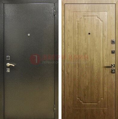 Темно-серая входная дверь с порошковым покрытием и МДФ Золотой дуб ДП-291 В Ижевске