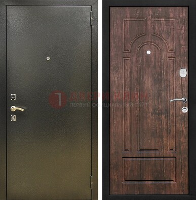 Темно-серая металлическая дверь с порошковым покрытием и МДФ коричневая ДП-292 В Ижевске