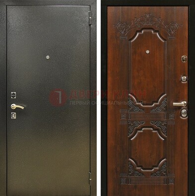 Входная дверь Темное серебро с порошковым покрытием и МДФ с узором ДП-293 В Ижевске