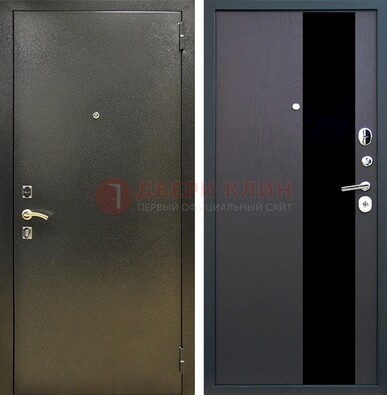 Входная темная дверь с порошковым покрытием и МДФ со стеклом ДП-294 В Ижевске