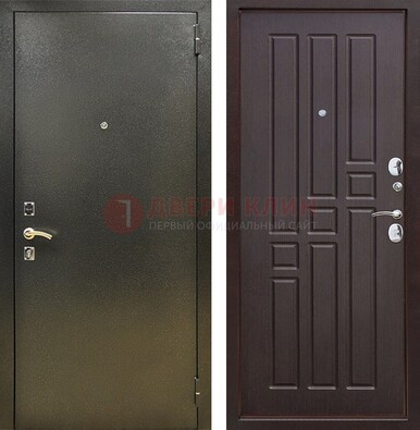 Входная темно-серая дверь с порошковым напылением и коричневой МДФ ДП-301 В Ижевске