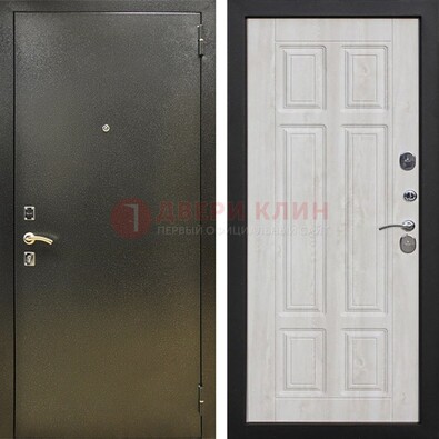 Входная темно-серая дверь с порошковым напылением и МДФ с филенкой ДП-302 В Ижевске