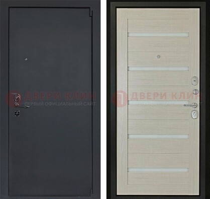 Черная стальная дверь с порошковым окрасом и стеклом ДП-309 В Ижевске